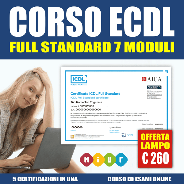 ECDL FULL STANDARD Corso ed Esami ONLINE